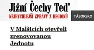 Článek na webu Táborska 5. 4. 2019 a v tisku 10. 4.2019