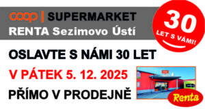 OSLAVTE S NÁMI 30 LET PRODEJNY RENTY V SEZIMOVĚ ÚSTÍ V PÁTEK 5. 12. 2025