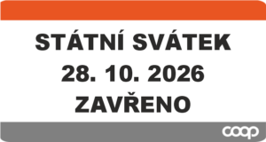 STÁTNÍ SVÁTEK 28. 10. 2026 – ZAVŘENO