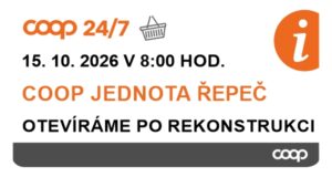 OTEVŘENÍ PRODEJNY COOP JEDNOTA ŘEPEČ PO REKONSTRUKCI 15. 10. 2026 v 8 hod.